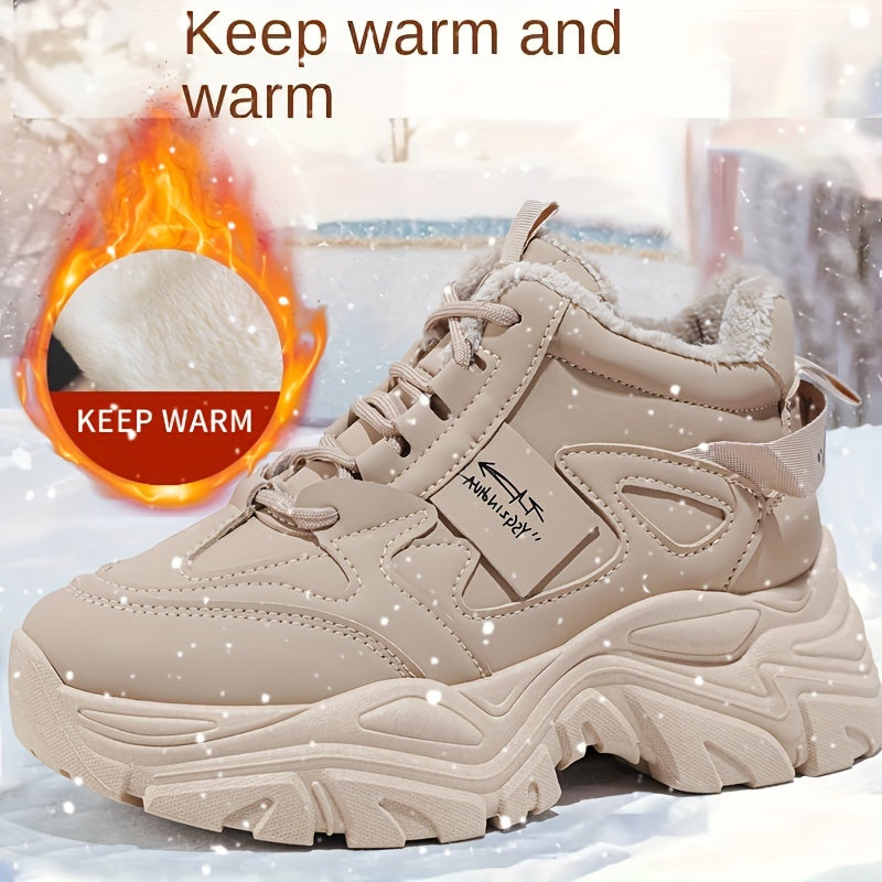 Plush Inner Chunky Sneakers Non slip Height Increased Casual Walking Shoes