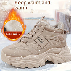 Plush Inner Chunky Sneakers Non slip Height Increased Casual Walking Shoes
