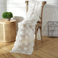 Floral Shaped Table Runner Embroidered Cotton Lace Table Flag