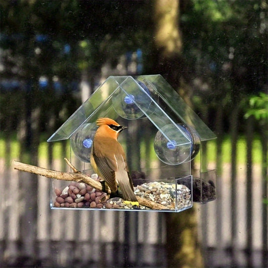 Clear Acrylic Window Bird Feeder Easy to Install