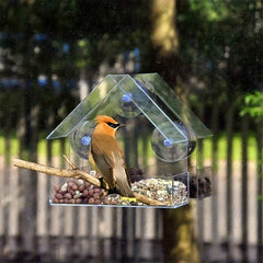 Clear Acrylic Window Bird Feeder Easy to Install