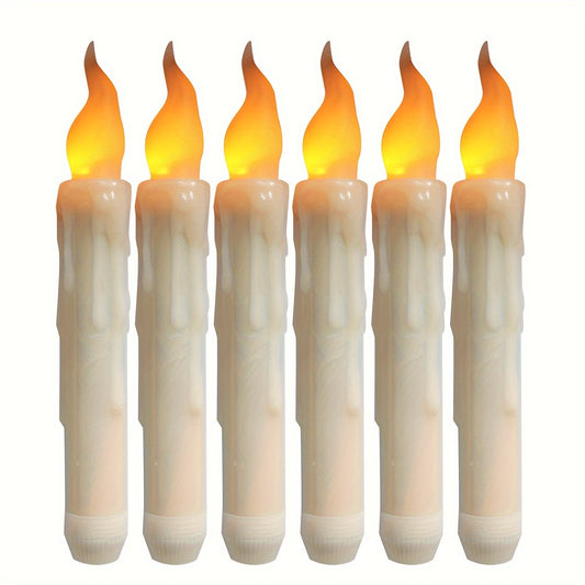 Christmas Candles 6pcs LED Long Pole Tapered Electronic Candle Wax