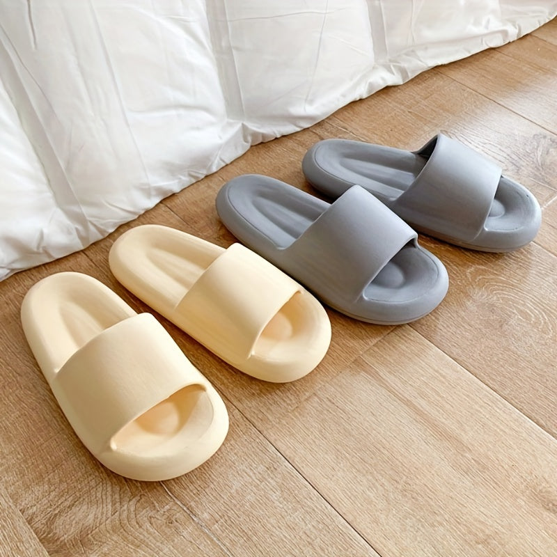 Women's Solid Pillow Slides Slip On Open Toe Soft Sole Home Comfy Slides
