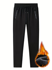 Men's Warm Fleece Zipper Pocket Windproof Sweatpants