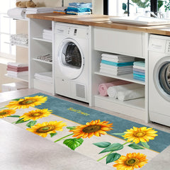 Sunflower Print Rug Machine Washable Mat for Bedroom and Living Room