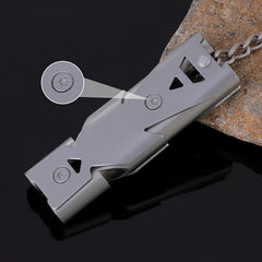 2pcs Stainless Steel Double Tube Survival Whistle