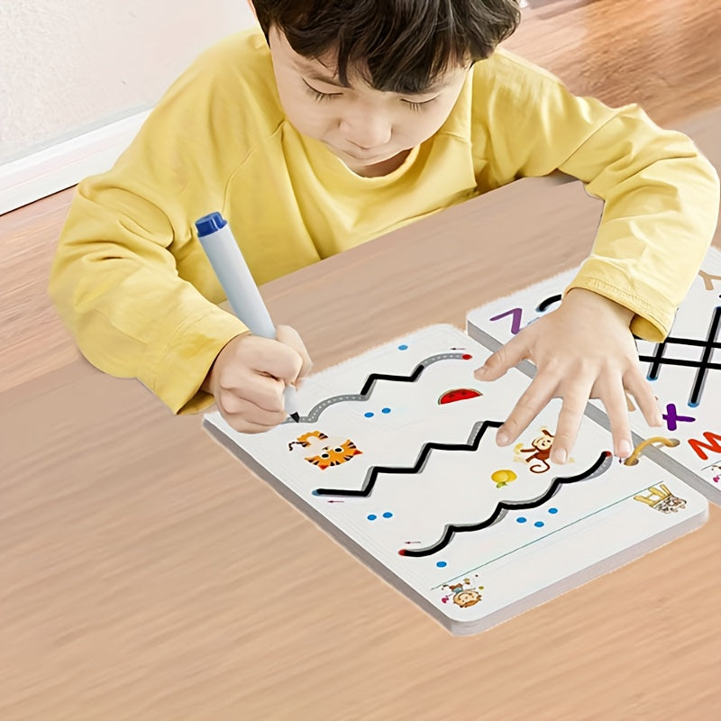 Kids Writing Practice Book with 2 Erasable Pens Alphabet Numbers Tracing & Color
