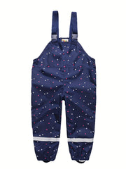 Girls' Star Print Overalls & Rain Pants Set