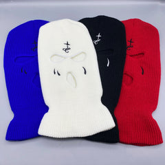 Funny Tear Embroidery Balaclava Y2K Ski Mask Anime Hip Hop Knit Hat