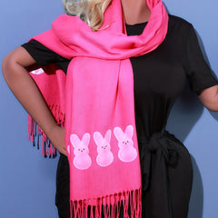 Rose Red Rabbit Print Tassel Scarf Breathable Sunproof Shawl