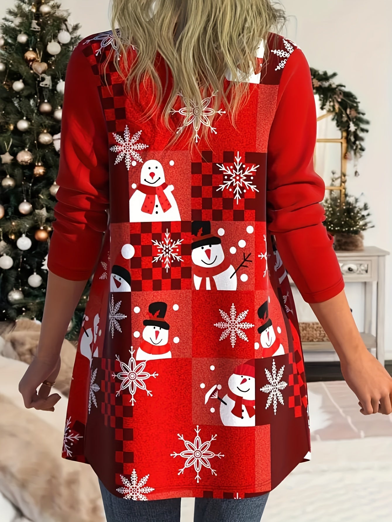 Christmas Casual Cardigan Women's Plus Graphic Print