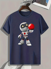 Robot Pattern Print Men's Comfy Sports T-shirt
