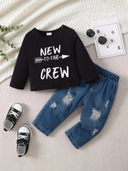 Toddler Boys Outfit COOLER VERSION OF DAD Long Sleeve Top & Jeans Set