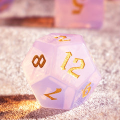 7pcs Pink Feldspar Dices for Tabletop RPG Games