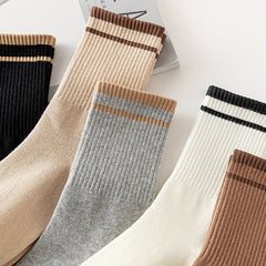 Men's Solid Striped Crew Socks Breathable Casual Unisex Outdoor All Seasons