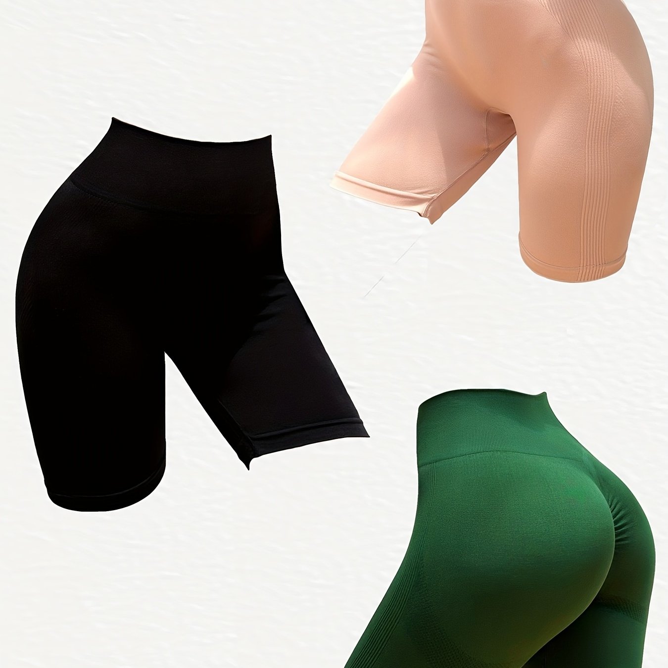 3pcs Seamless Yoga Shorts High Waist Butt Lift Athletic Running Pants