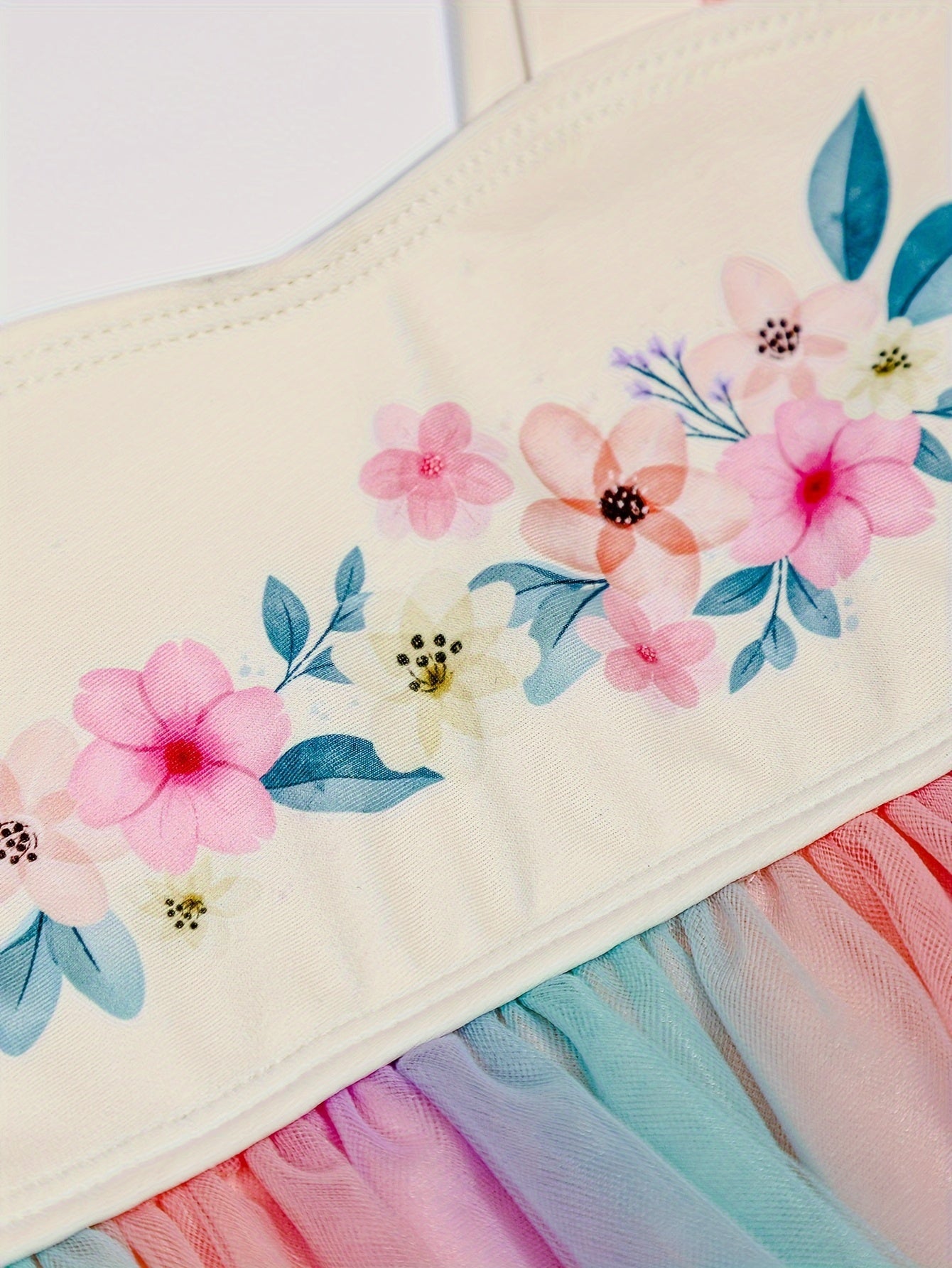 Hanfu Style Flower Graphic 1-Piece Bathing Suit for Girls
