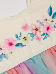 Hanfu Style Flower Graphic 1-Piece Bathing Suit for Girls