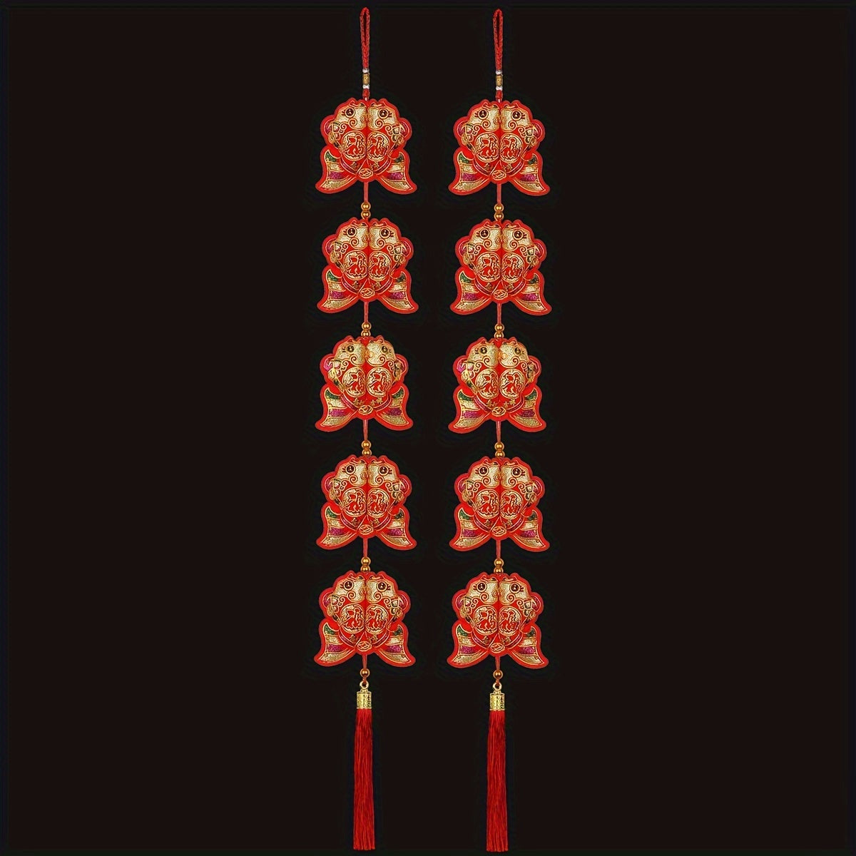 Chinese Year Lucky Ornament Bag with Tassel Couplet