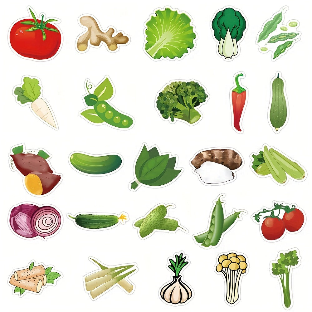 50pcs Vegetable Food Stickers Waterproof Vinyl Stickers Art Decorative Paper