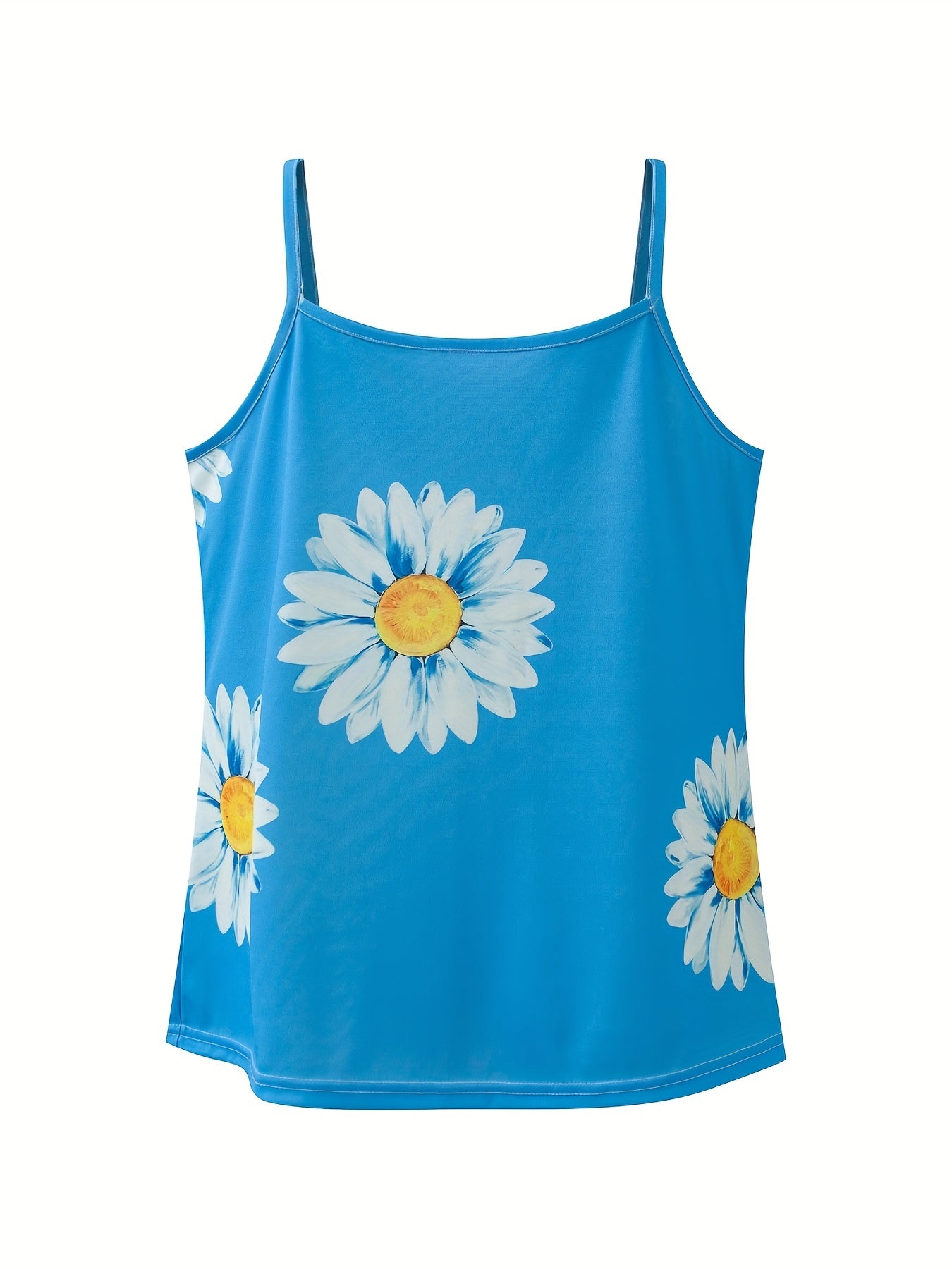 Floral Print Round Neck Plus Size Cami Top