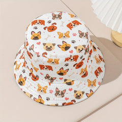 Puppy Print Family Bucket Hat Cartoon Dog Reversible Basin Hat