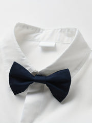 Boys Slim Fit Striped Bowtie Shirt & Shorts Set