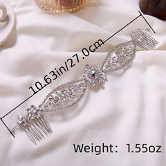 Silver Flower Pearl Hair Comb Wedding