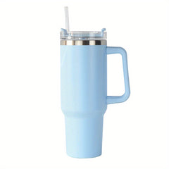 40oz Straw Tumbler With Handle Vacuum Flask Double Wall Stainless Steel Cup