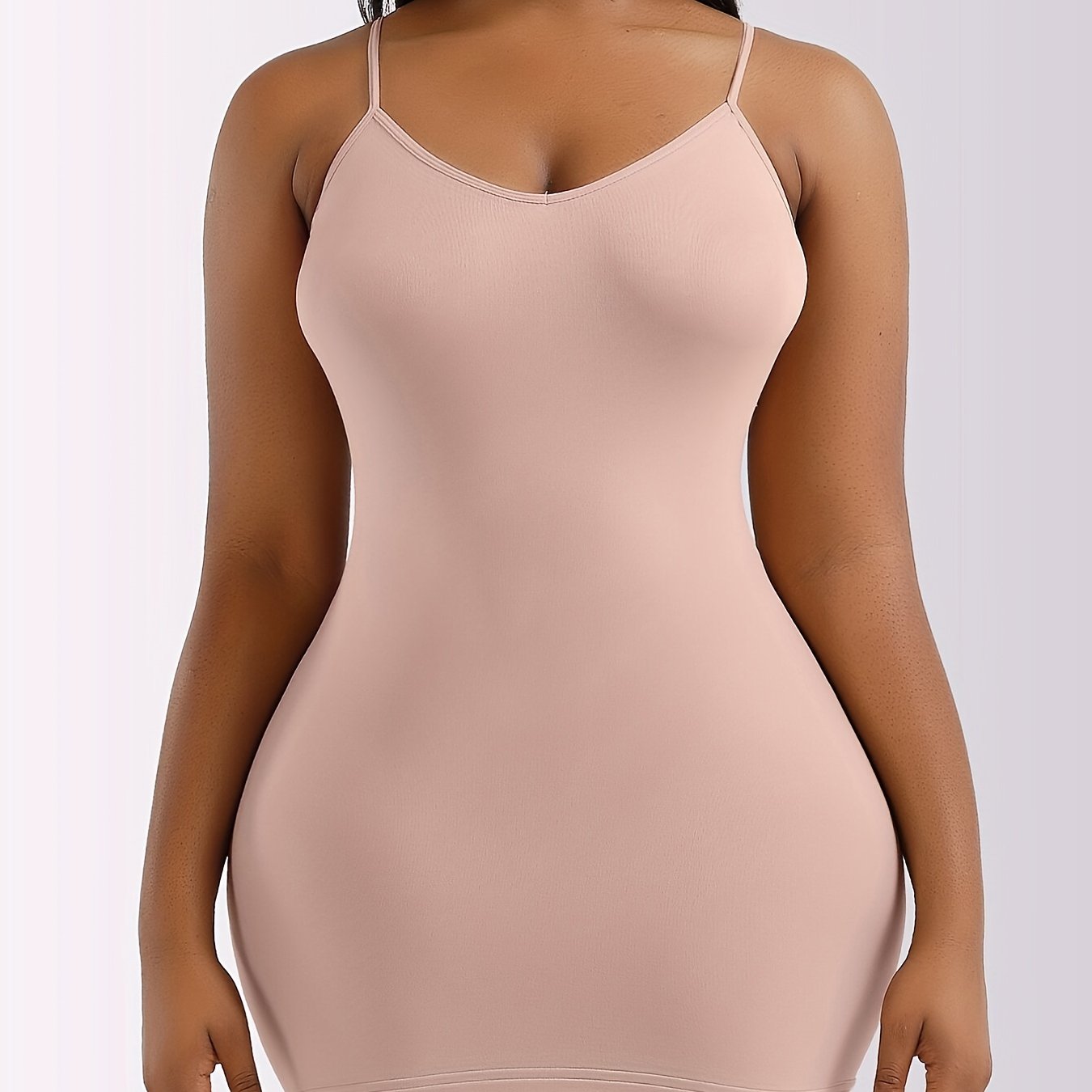 Solid Slip Nightdress V Neck Sleep Dress Women's Sleepwear