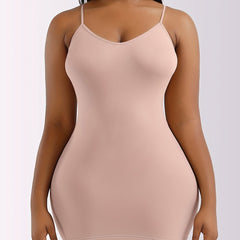 Solid Slip Nightdress V Neck Sleep Dress Women's Sleepwear
