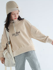 Print Half Zip Pullover Long Sleeve Jacket for Kids