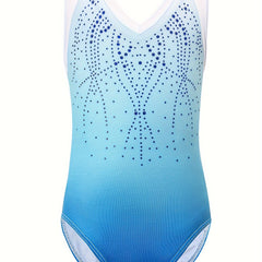 Girls Gradient Sleeveless Gymnastics Romper Suit - Sports Training Gift