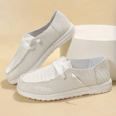 Women's Stripe Loafers Lace Up Casual Outdoor Shoes Lightweight Sneakers