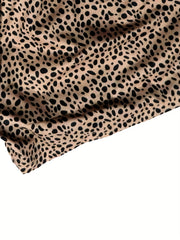 Leopard Print Shirred Waist Shorts for Women