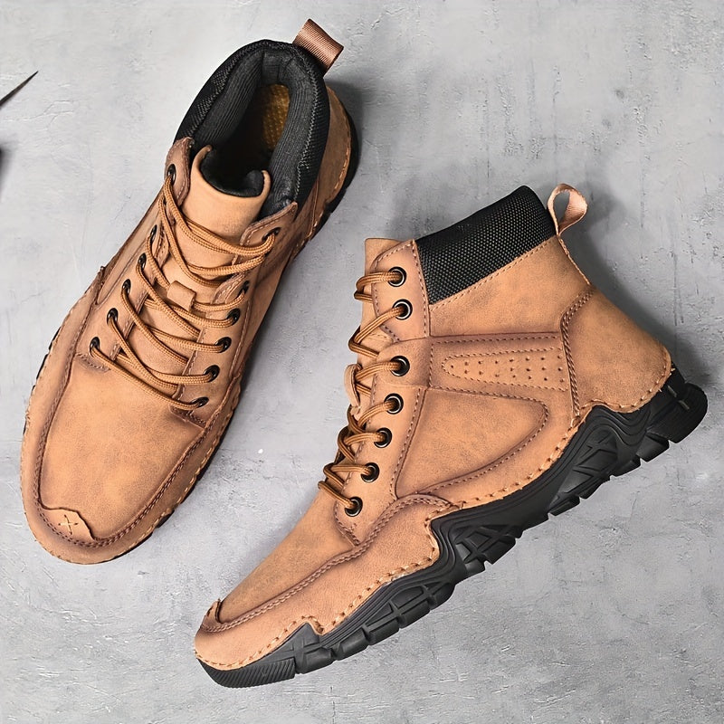 Men's Non Slip Motorcycle Boots Outdoor Lace Up Boots