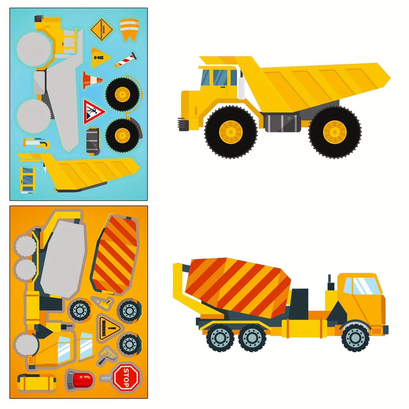 6 Engineering Vehicles Puzzle Sticker Games