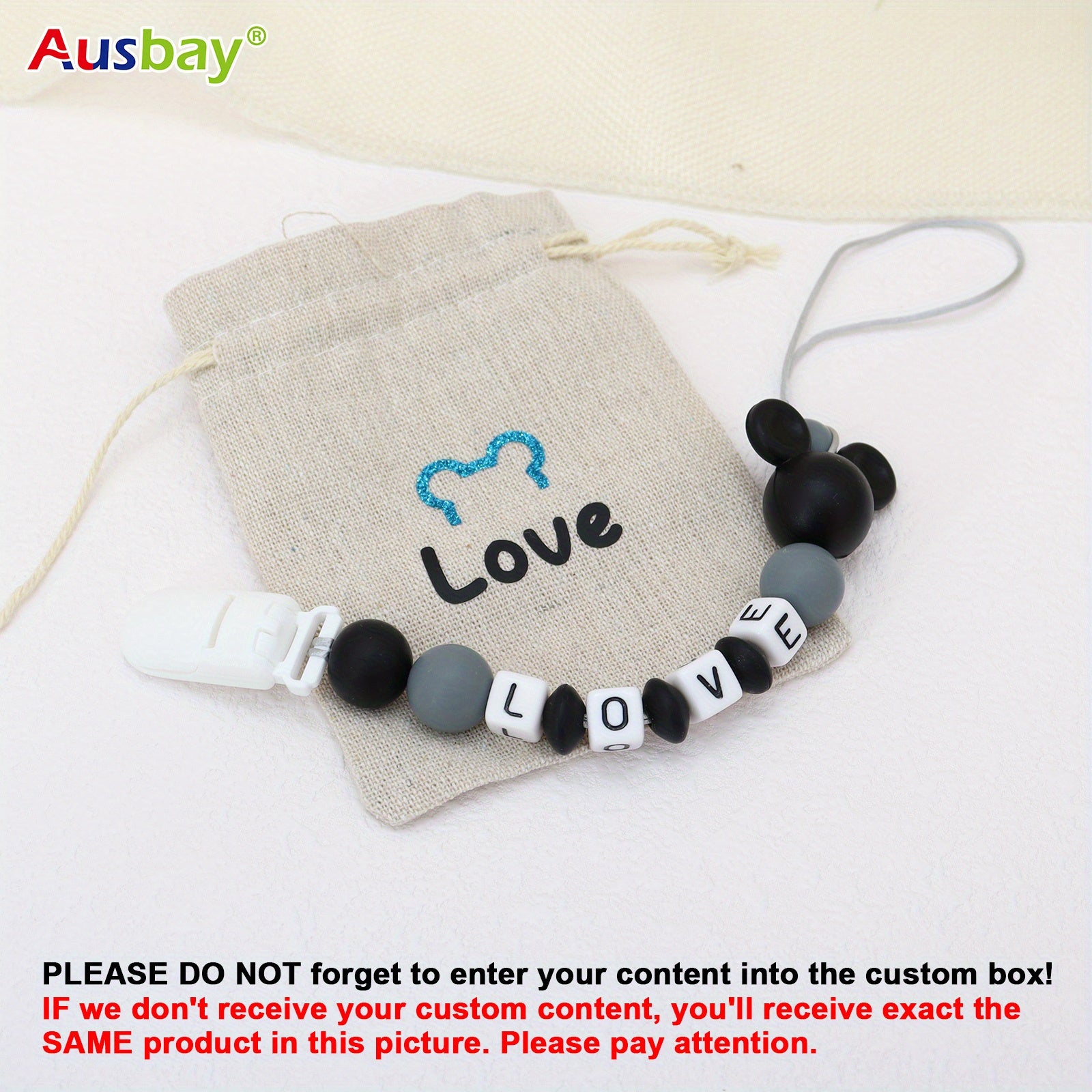2pcs Personalized Pacifier Clip With Name Customized Chain Silicone