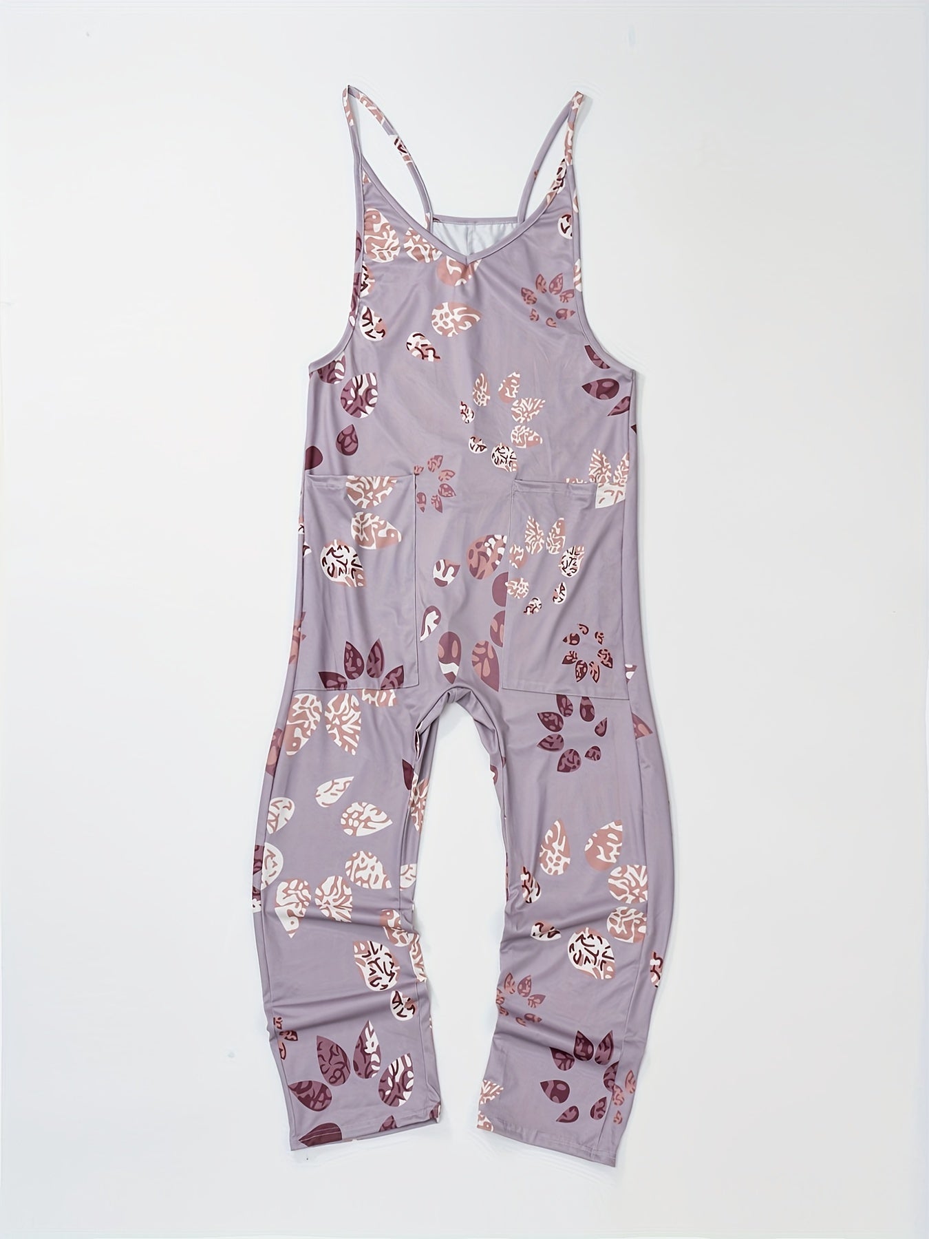 Floral Print Spaghetti Strap Jumpsuit Boho Sleeveless Wide Leg Jumpsuit