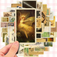 50pcs Vintage Fairy & Floral Vinyl Stickers for DIY Crafts & Laptops