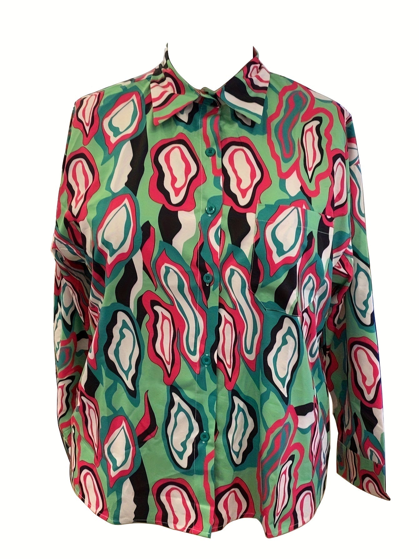Button Up Long Sleeve Blouse