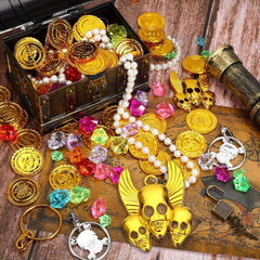 Treasure Chest Toy Set with 100 Coins and 100 Grams of Gems