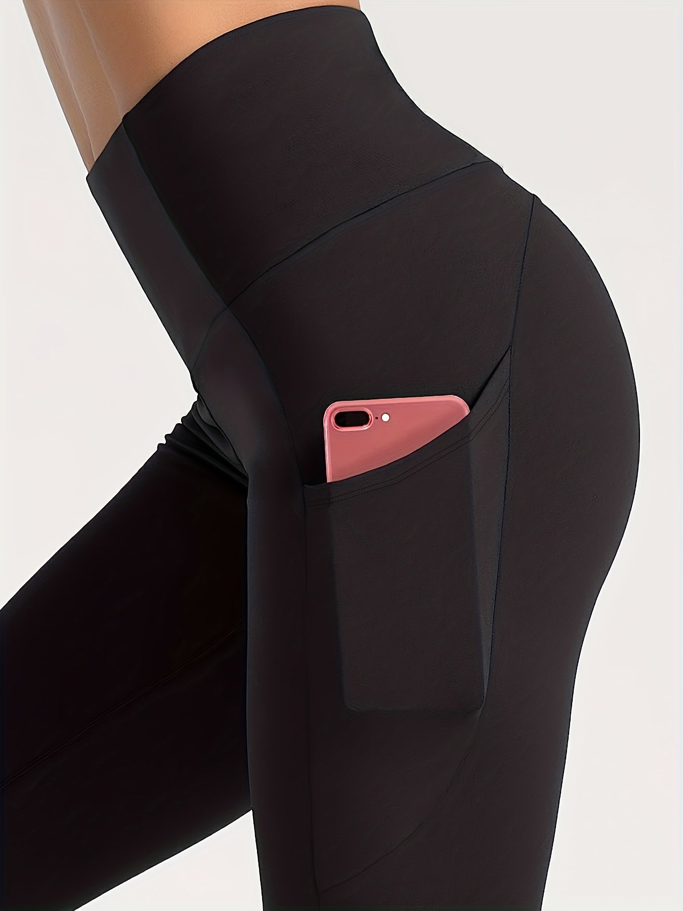 Sports Leggings Women's Plus Solid Pipping Wide Band Waist Skinny