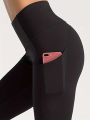 Sports Leggings Women's Plus Solid Pipping Wide Band Waist Skinny