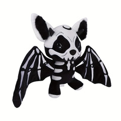 Halloween Skeleton Bat Plush Toy with Orange Wings Soft Stuffed Animal Red