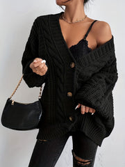 Cable Knit Lantern Sleeve Cardigan