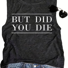 Letter Print Crew Neck Tank Top Sleeveless Casual Summer Top