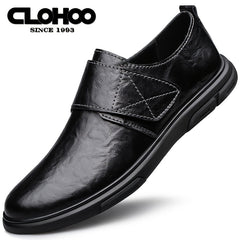 CLOHOO Men's Leather Outdoor Loafer Shoes