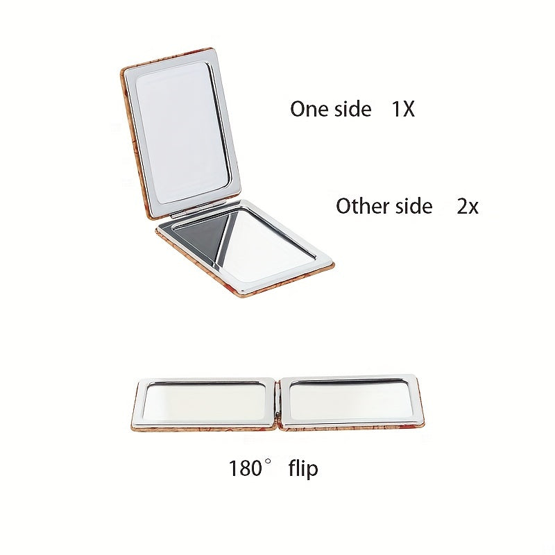 Foldable Makeup Mirror 2X 1X Magnification Double Sided Rectangle Mirror