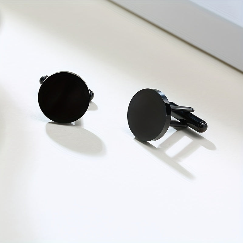 Personalized Stainless Steel Round Cufflinks for Men